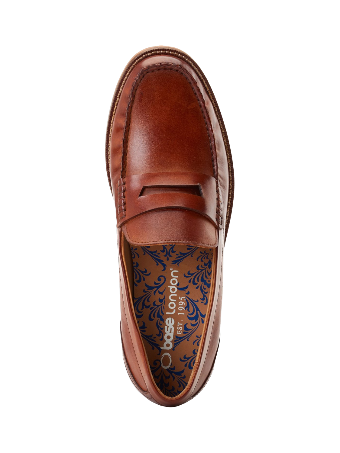 Product image 5 of 5, which shows Base London Garfield Leather Penny Loafers, Tan, 7
