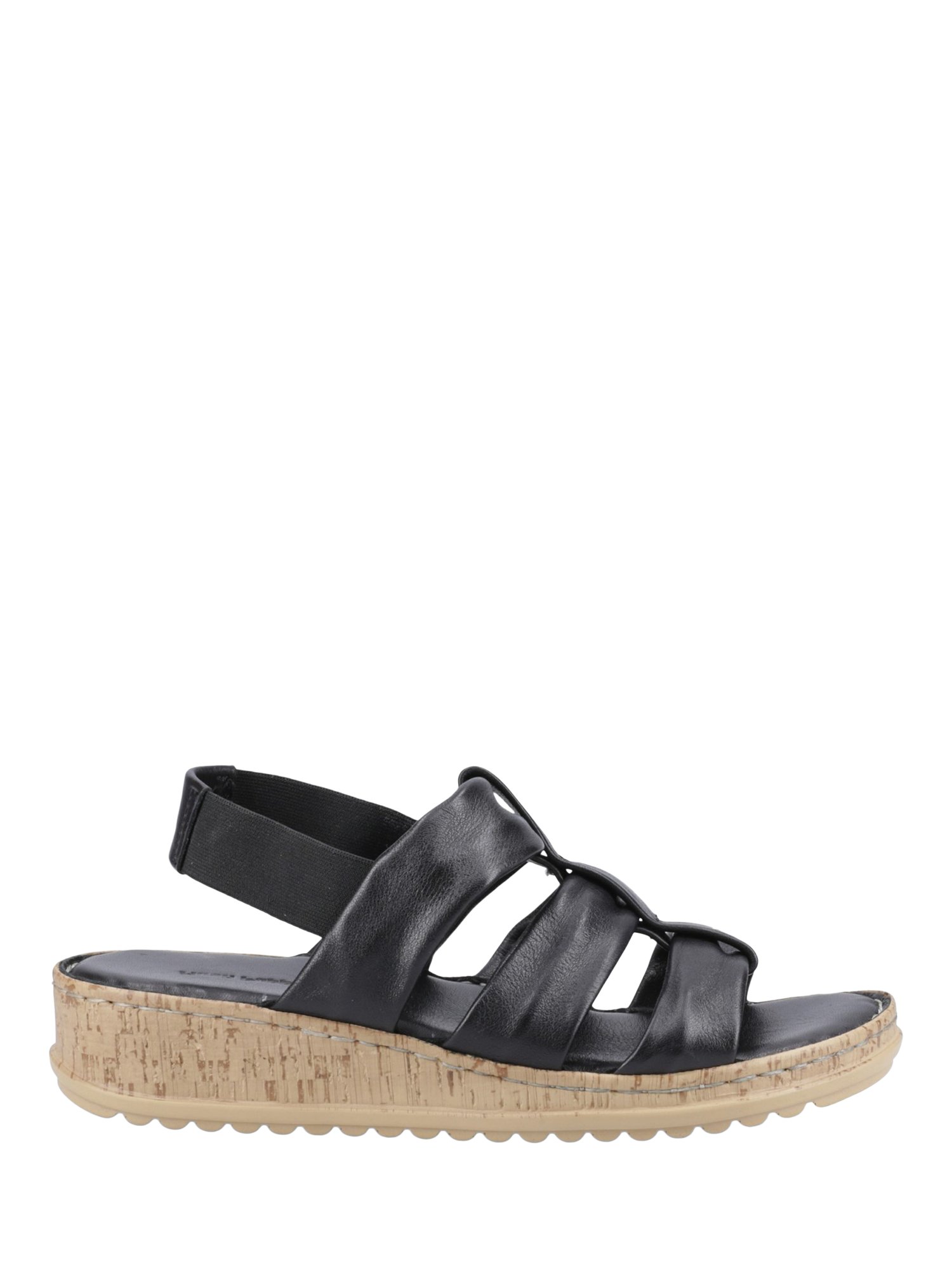 Product image 1 of 4, which shows Hush Puppies Eden Wide Fit Leather Sandals, Black, 3