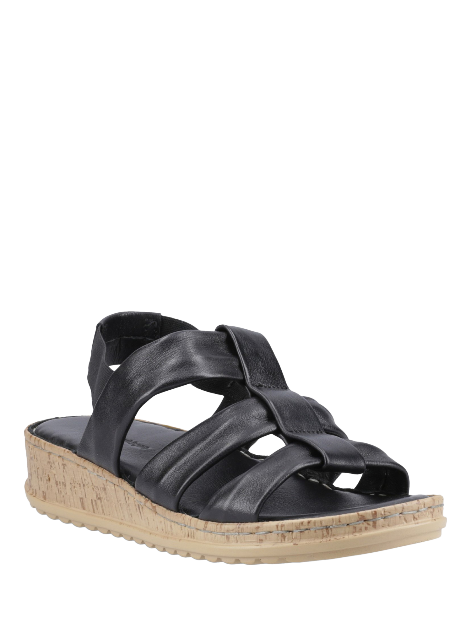 Product image 2 of 4, which shows Hush Puppies Eden Wide Fit Leather Sandals, Black, 3