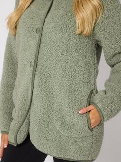 Loungeable Borg Button Lounge Hooded Cardigan - view 2, Green