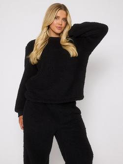 Loungeable Borg Jumper & Trousers Lounge Set - view 2, Black