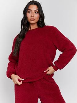 Loungeable Borg Jumper & Trousers Lounge Set - view 2, Burgundy
