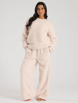 Loungeable Borg Jumper & Trousers Lounge Set, Cream