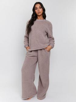 Loungeable Borg Jumper & Trousers Lounge Set, Mink