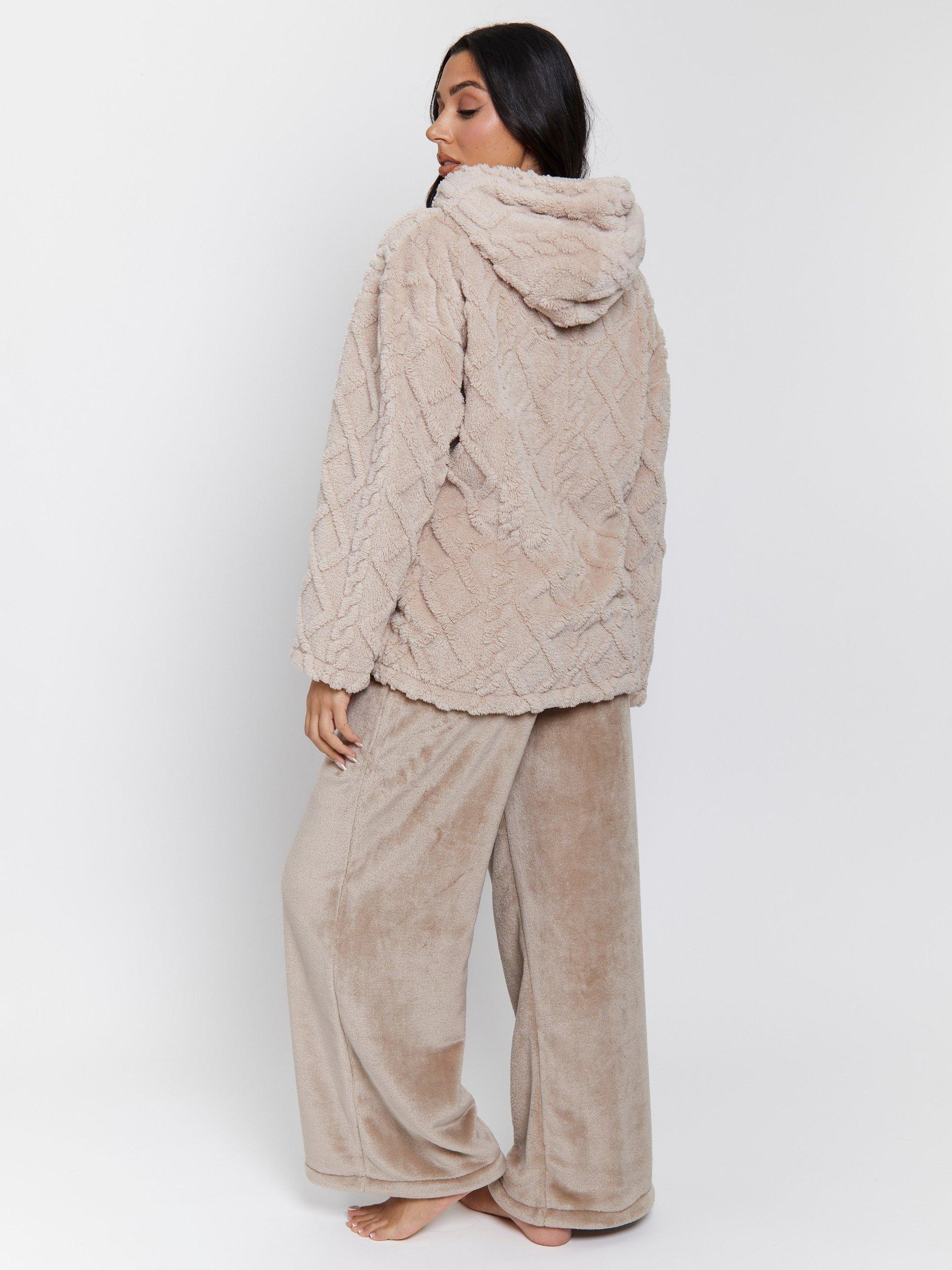 Product image 5 of 6, which shows Loungeable Cable Cutwork Hoodie & Trousers Set, Taupe, L