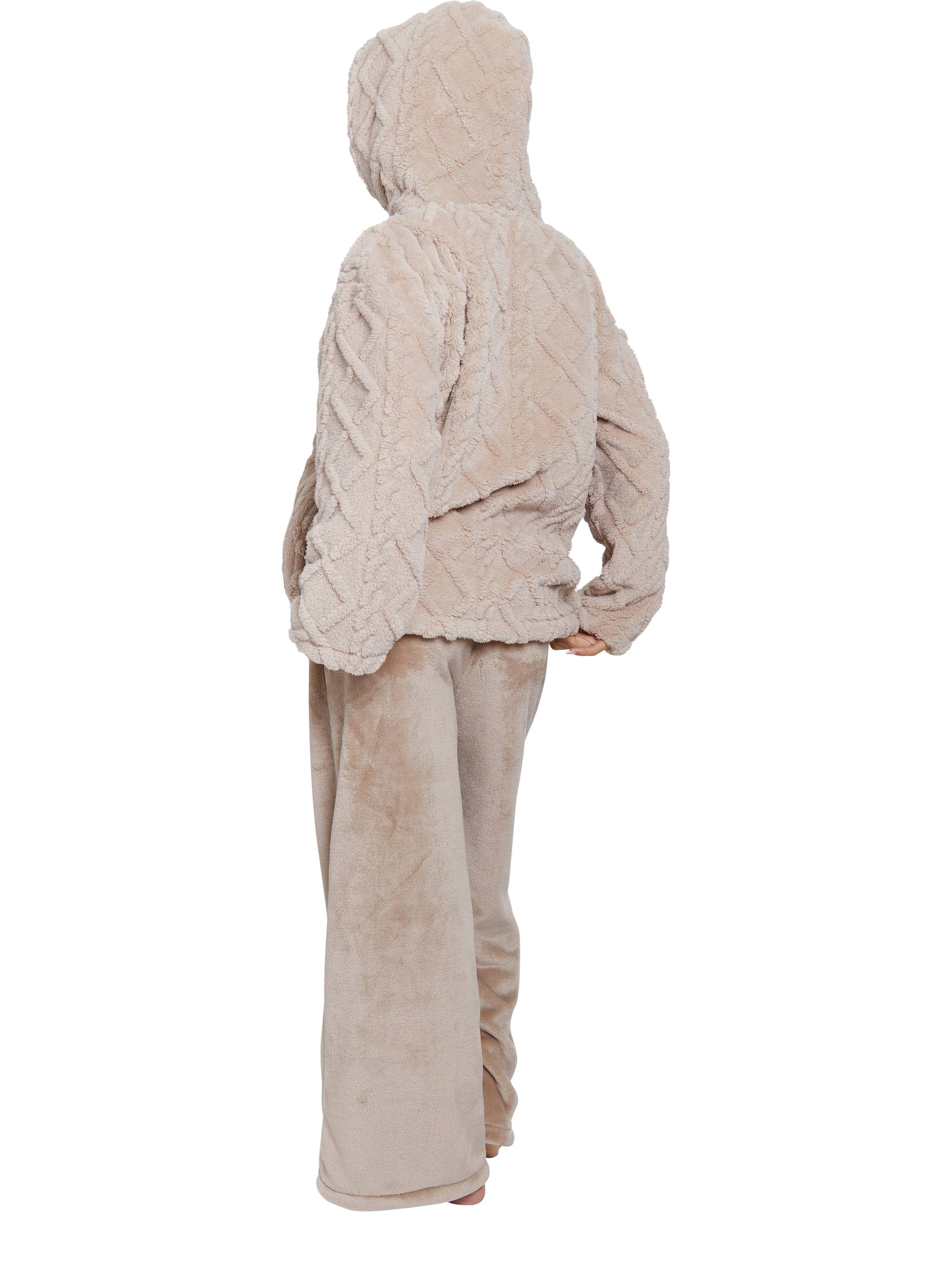 Product image 6 of 6, which shows Loungeable Cable Cutwork Hoodie & Trousers Set, Taupe, L