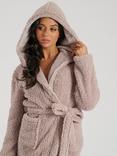 Loungeable Sherpa Hooded Dressing Gown, Mink