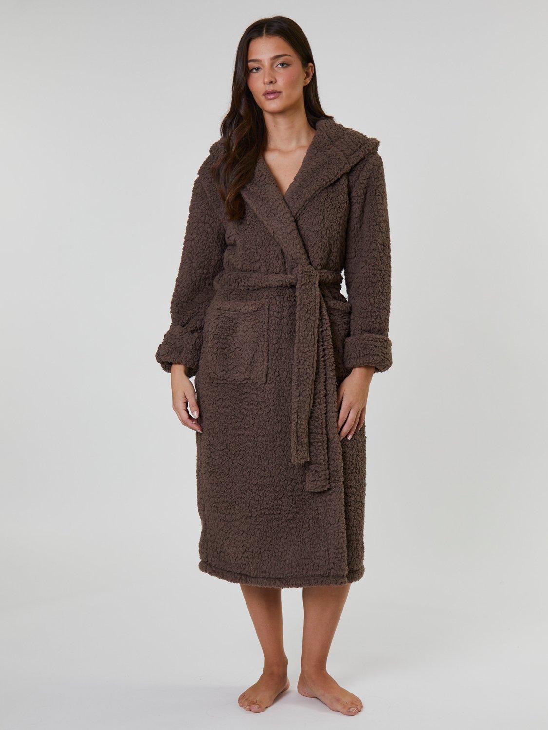 Product image 3 of 5, which shows Loungeable Chunky Sherpa Dressing Gown, Mocha, S