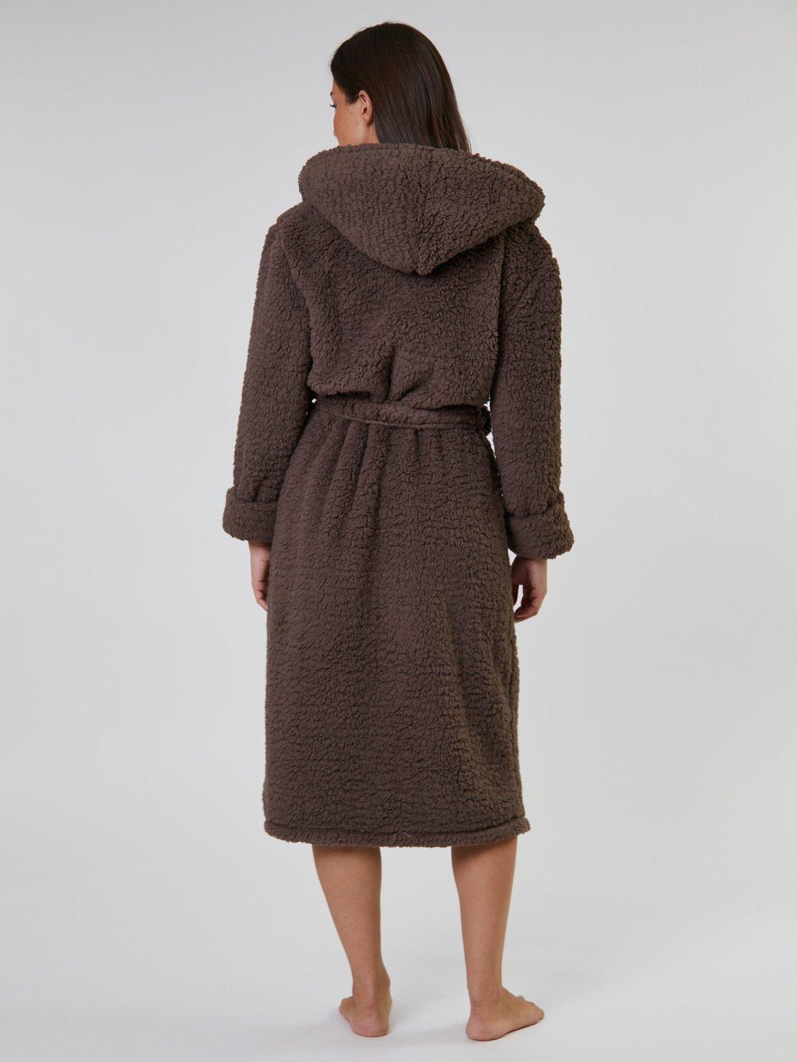 Product image 4 of 5, which shows Loungeable Chunky Sherpa Dressing Gown, Mocha, S