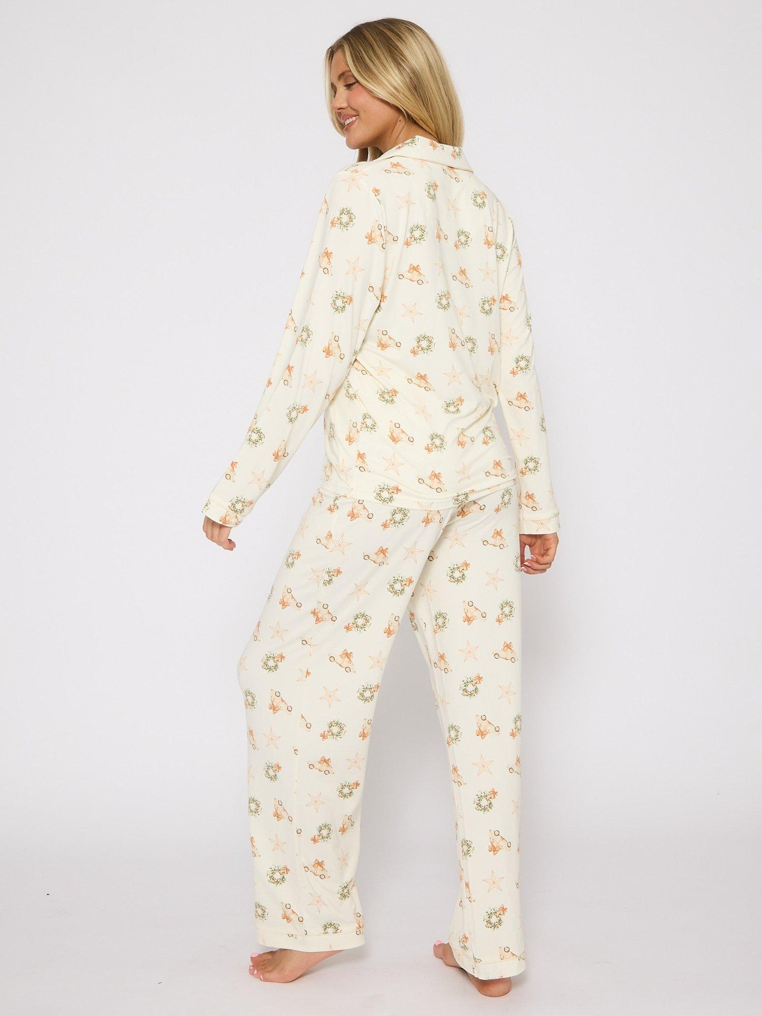 Product image 5 of 5, which shows Loungeable Christmas Long Pyjama Set, Cream, L