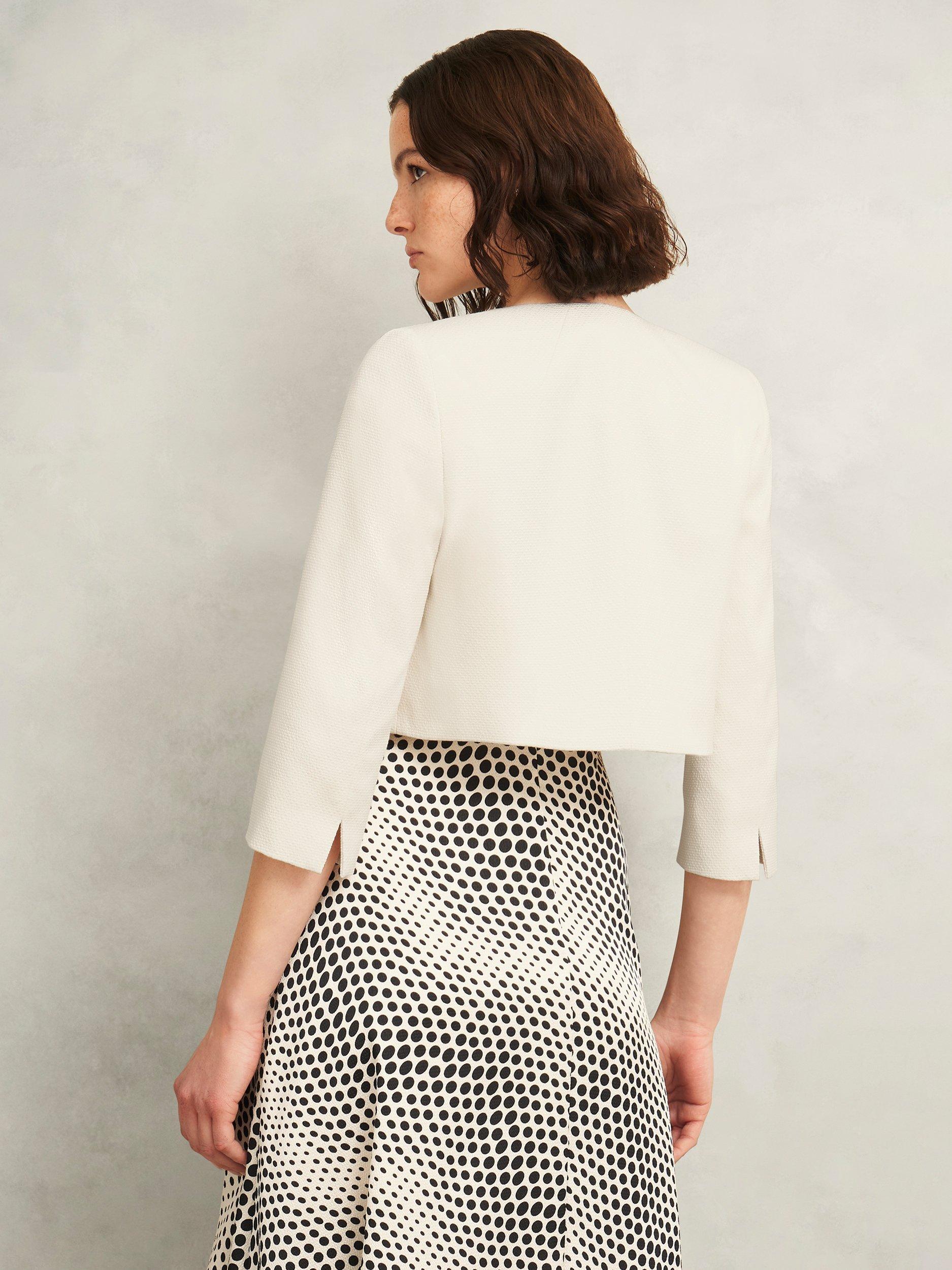 Product image 2 of 5, which shows Hobbs Arizona Cropped Jacket, Buttercream, 10