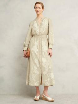 Hobbs Frida Embroidered Dress, Beige, Beige