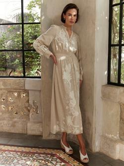 Hobbs Frida Embroidered Dress, Beige - view 2, Beige