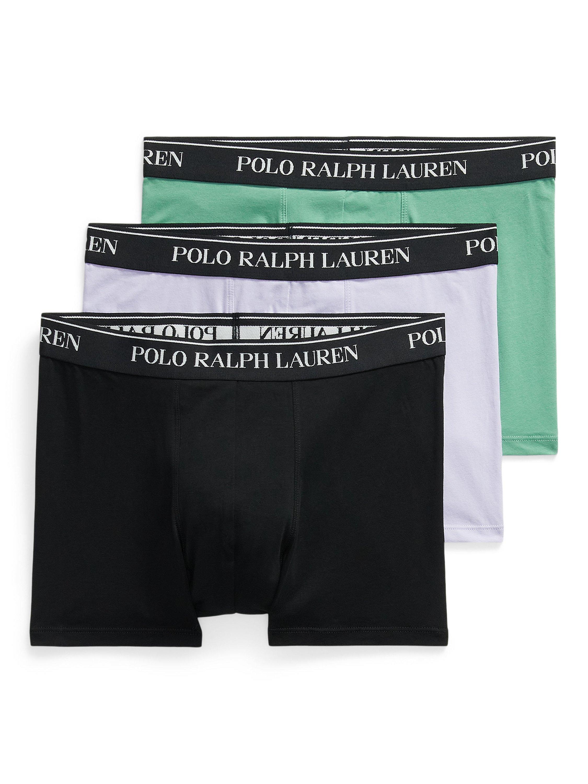 Ralph Lauren Logo Cotton Blend Trunks, Pack of 3