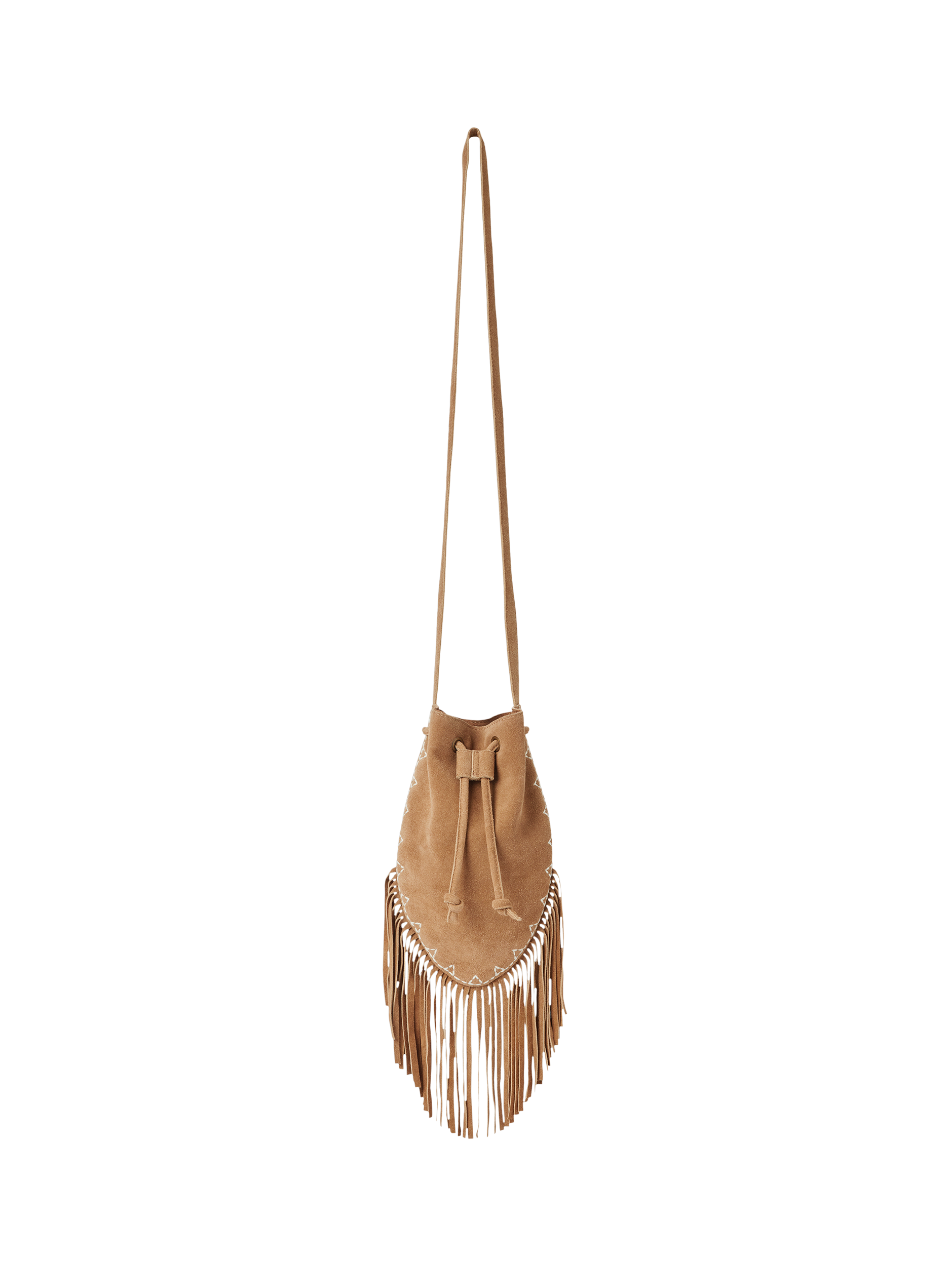 Lollys Laundry Apricot Suede Fringe Bag, Camel