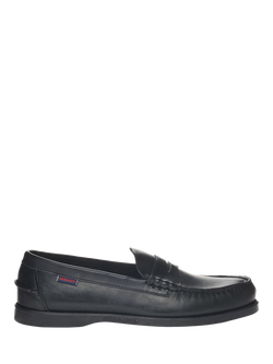 Sebago Dolphin Waxed Leather Loafers, Total Black