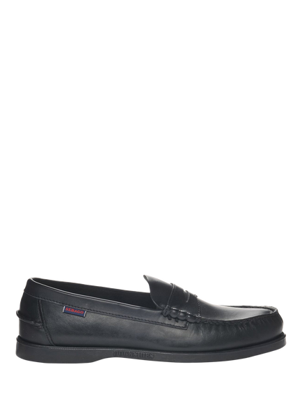 Sebago Dolphin Waxed Leather Loafers, Total Black