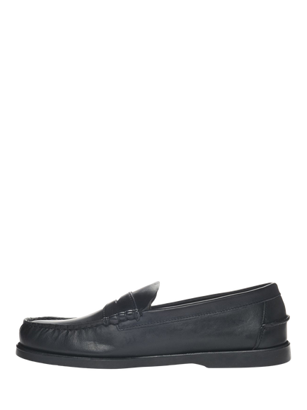 Sebago Dolphin Waxed Leather Loafers - view 2, Total Black