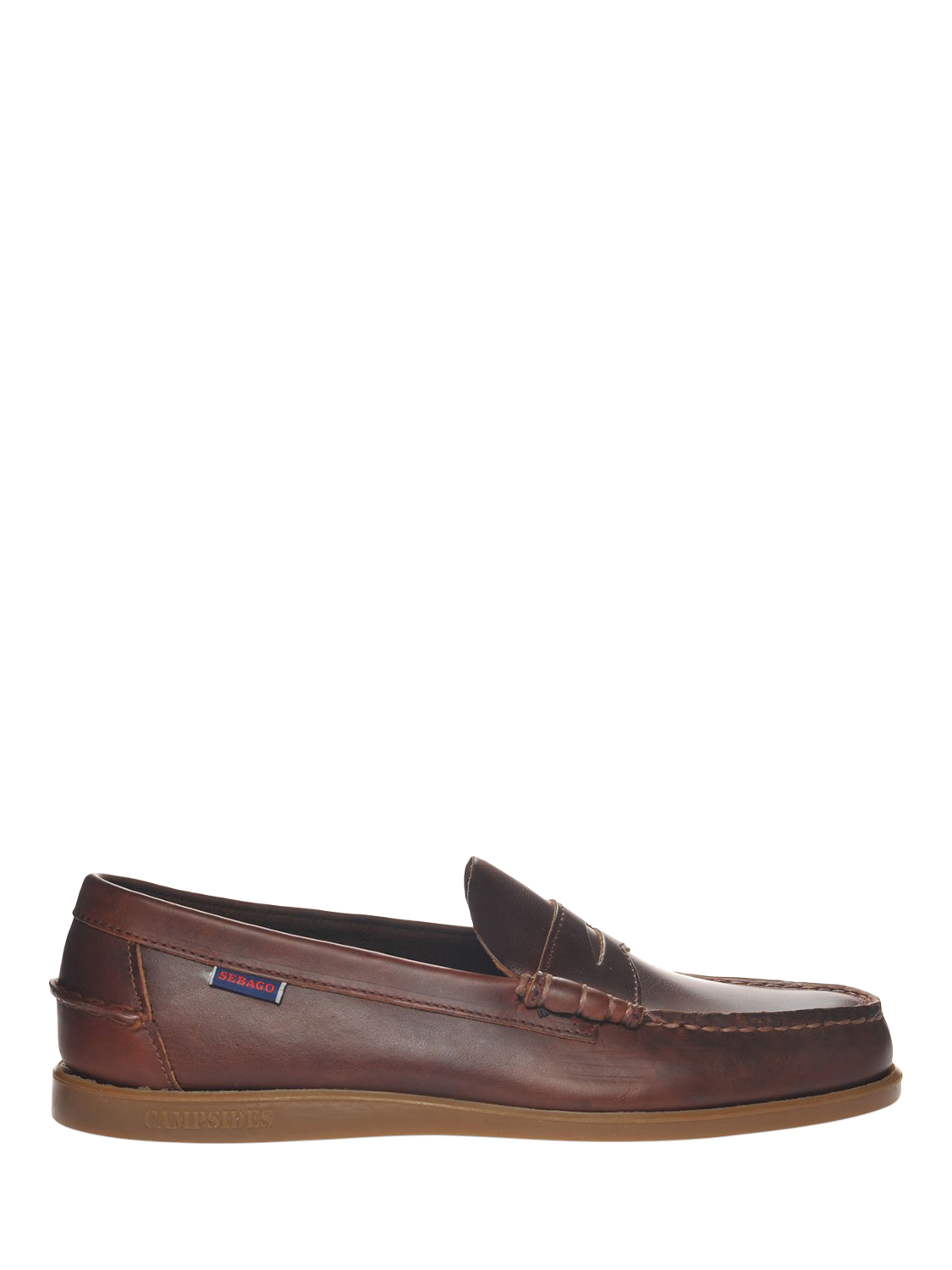 Product image 1 of 5, which shows Sebago Dolphin Waxed Leather Loafers, Brown Gum, 6.5