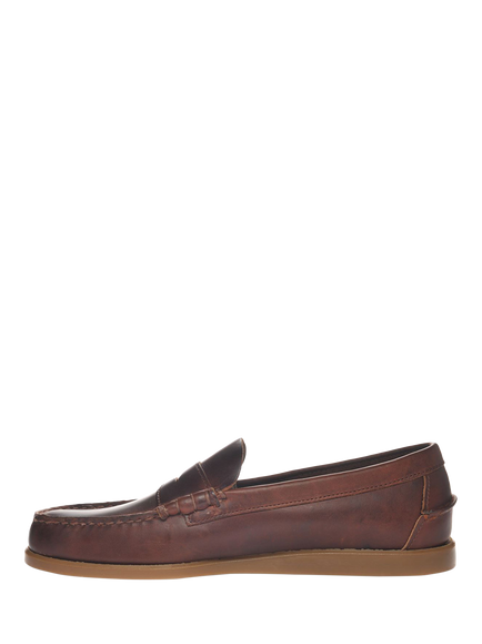 Sebago Dolphin Waxed Leather Loafers - view 2, Brown Gum