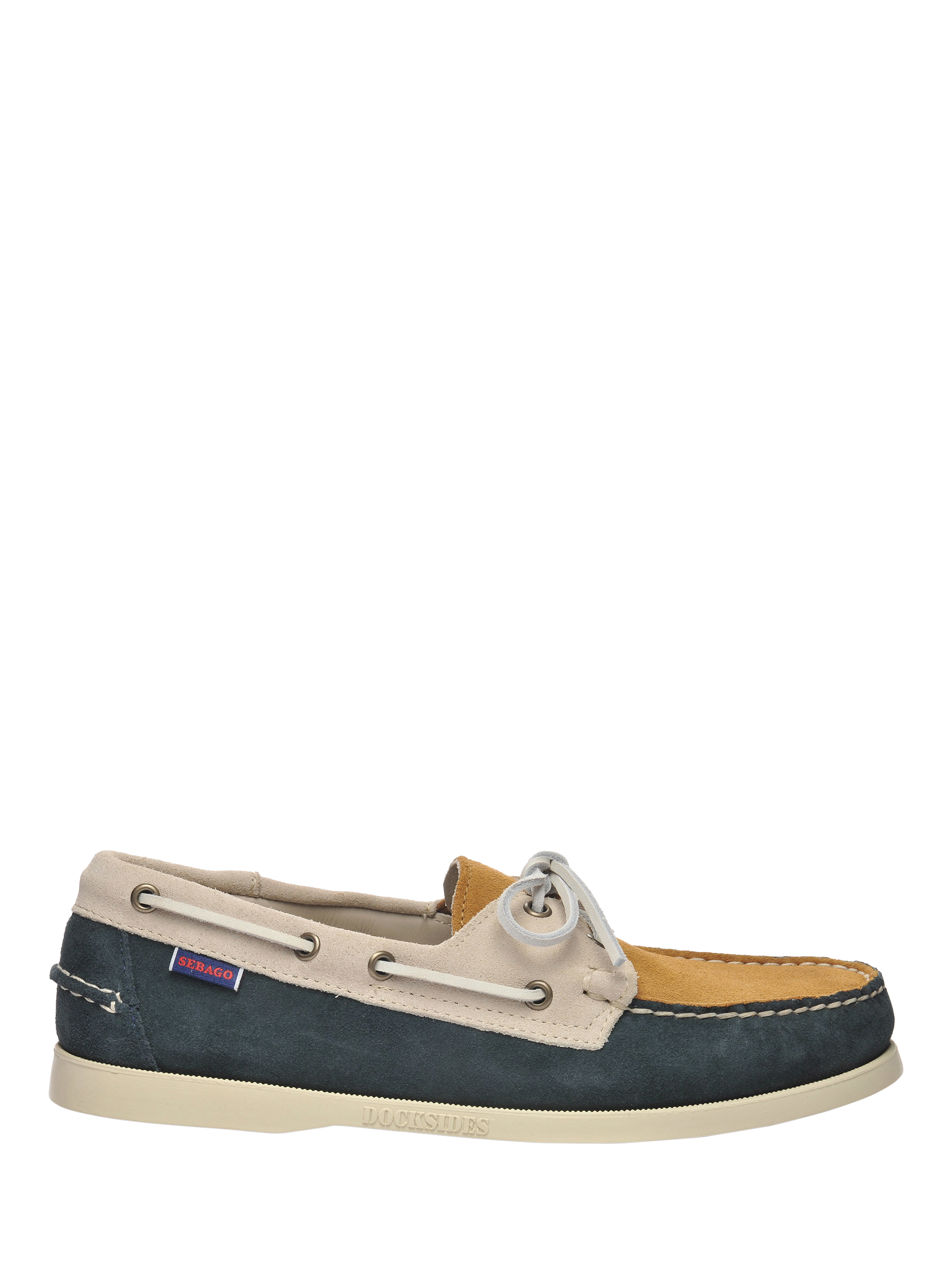 Product image 1 of 5, which shows Sebago Dockisde Portland Jib Suede Boat Shoe, Navy/Multi, 6.5