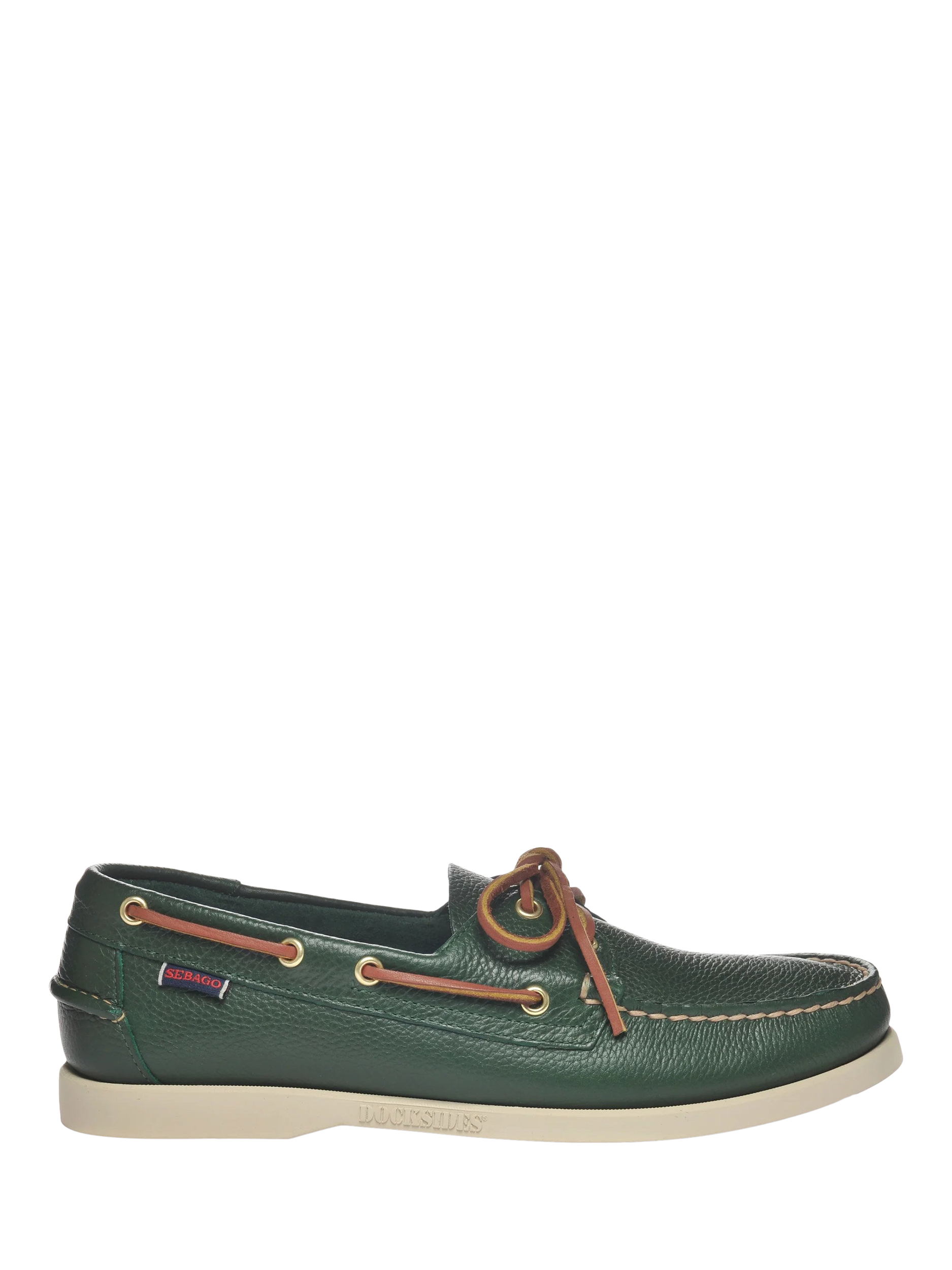 Product image 1 of 5, which shows Sebago Portland Martellato Leather Boat Shoes, Green Hunter, 6.5