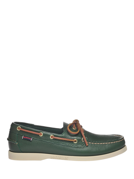 Sebago Portland Martellato Leather Boat Shoes, Green Hunter