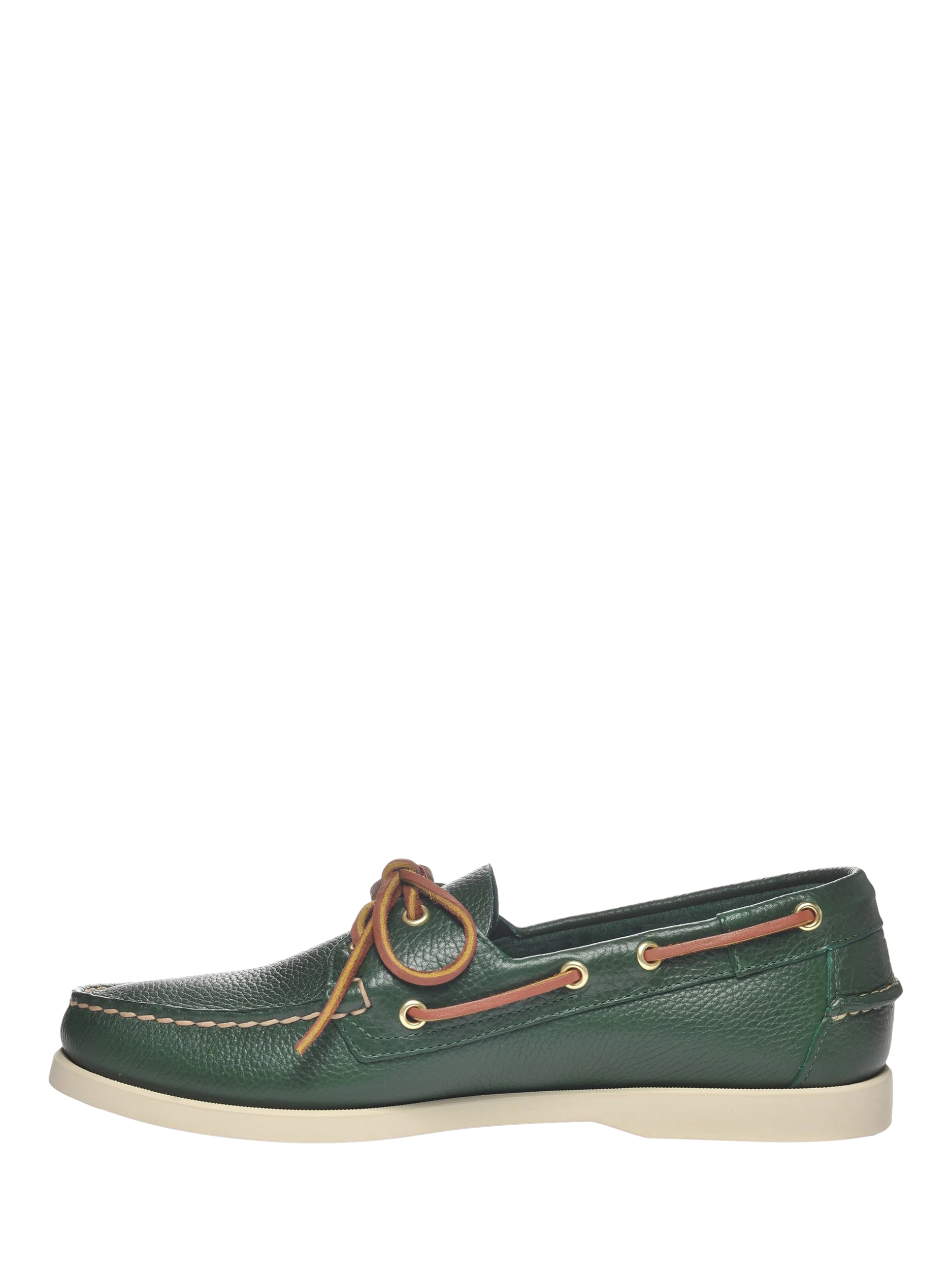 Product image 2 of 5, which shows Sebago Portland Martellato Leather Boat Shoes, Green Hunter, 6.5