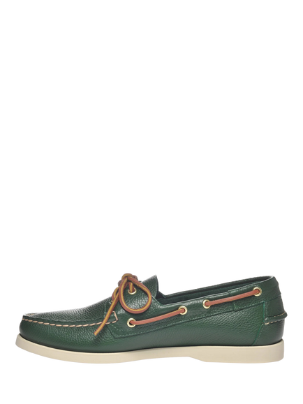 Sebago Portland Martellato Leather Boat Shoes - view 2, Green Hunter
