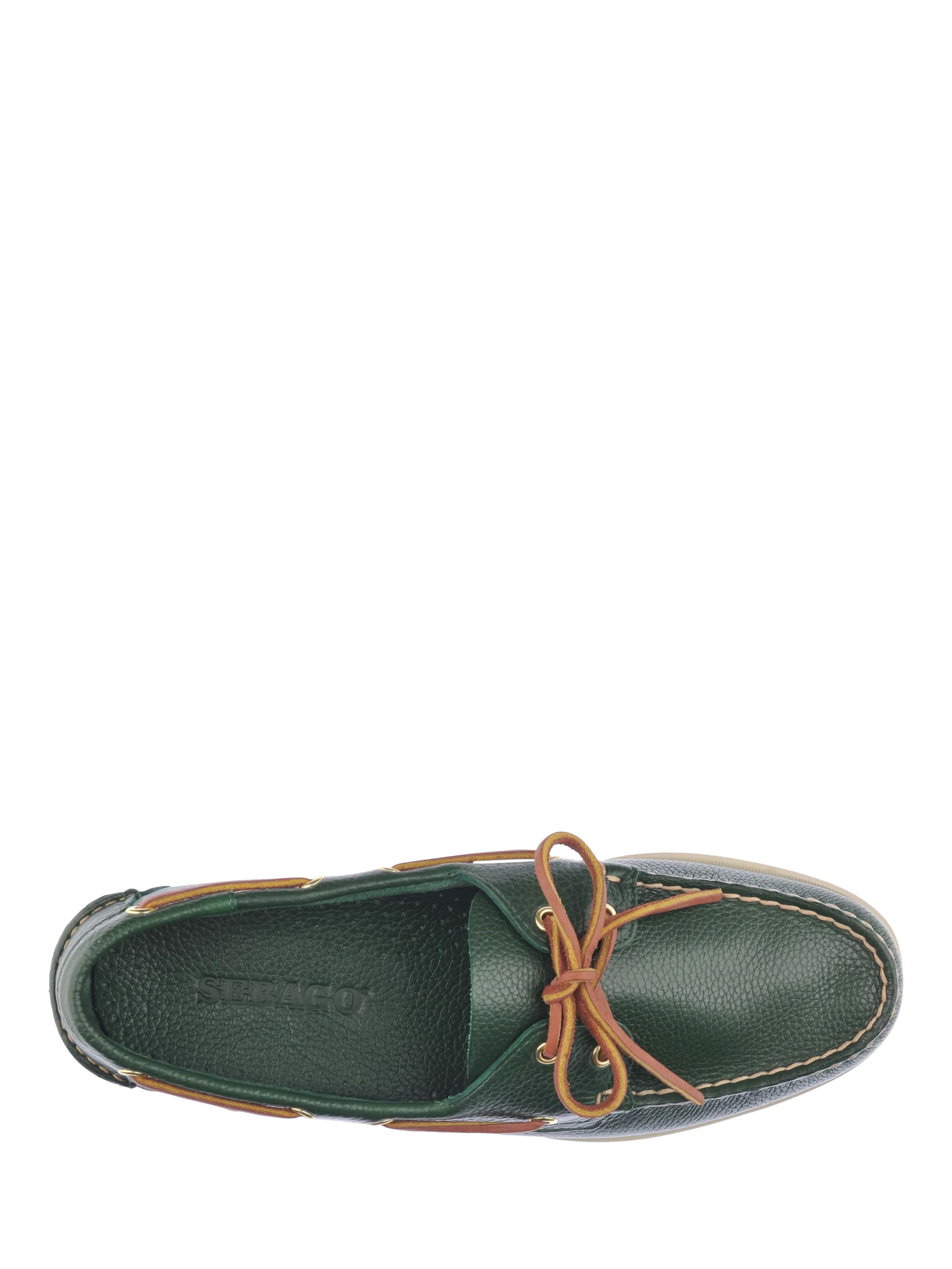 Product image 3 of 5, which shows Sebago Portland Martellato Leather Boat Shoes, Green Hunter, 6.5