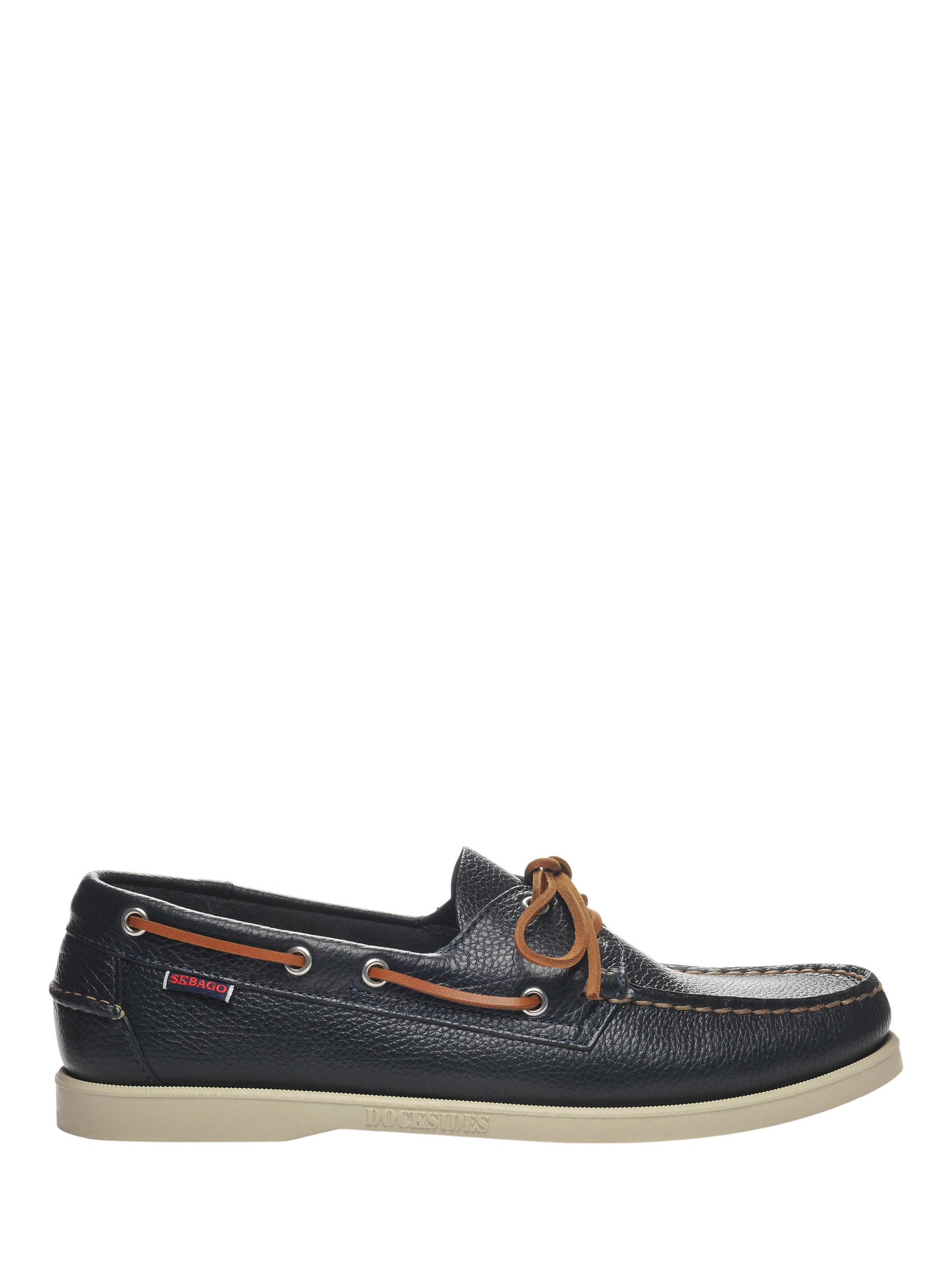 Product image 1 of 5, which shows Sebago Portland Martellato Leather Boat Shoes, Blue Navy, 6.5