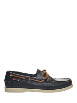 Sebago Portland Martellato Leather Boat Shoes, Blue Navy