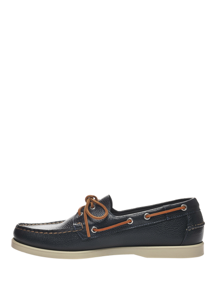 Sebago Portland Martellato Leather Boat Shoes - view 2, Blue Navy