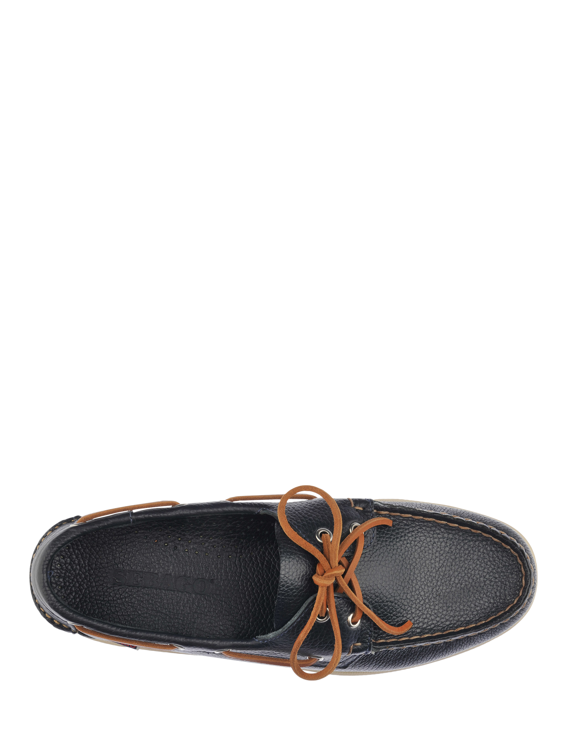 Product image 3 of 5, which shows Sebago Portland Martellato Leather Boat Shoes, Blue Navy, 6.5
