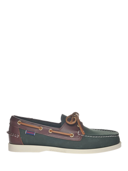 Sebago Portland Spinnaker Leather Boat Shoes, Navy/Dark Brown, Navy/Dark Brown