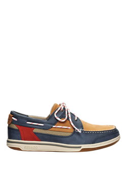 Sebago Triton Legacy Leather Boat Shoes, Navy/Cognac/Red, Navy/Cognac/Red