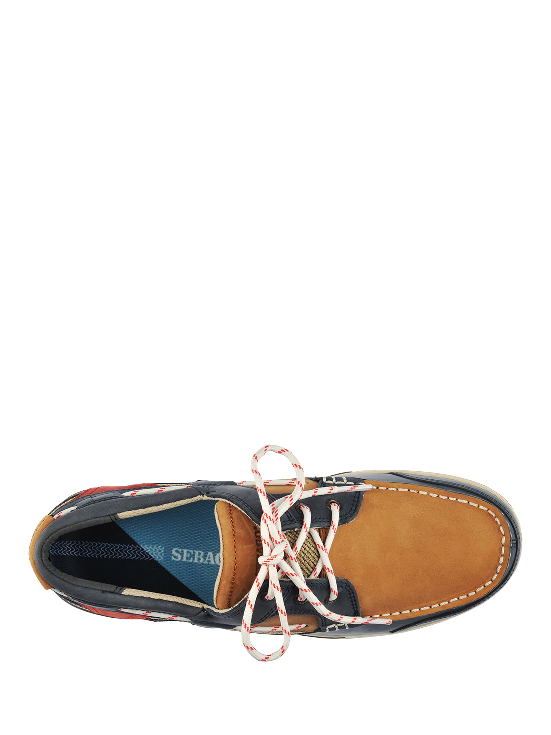 Product image 3 of 4, which shows Sebago Triton Legacy Leather Boat Shoes, Navy/Cognac/Red, 6.5