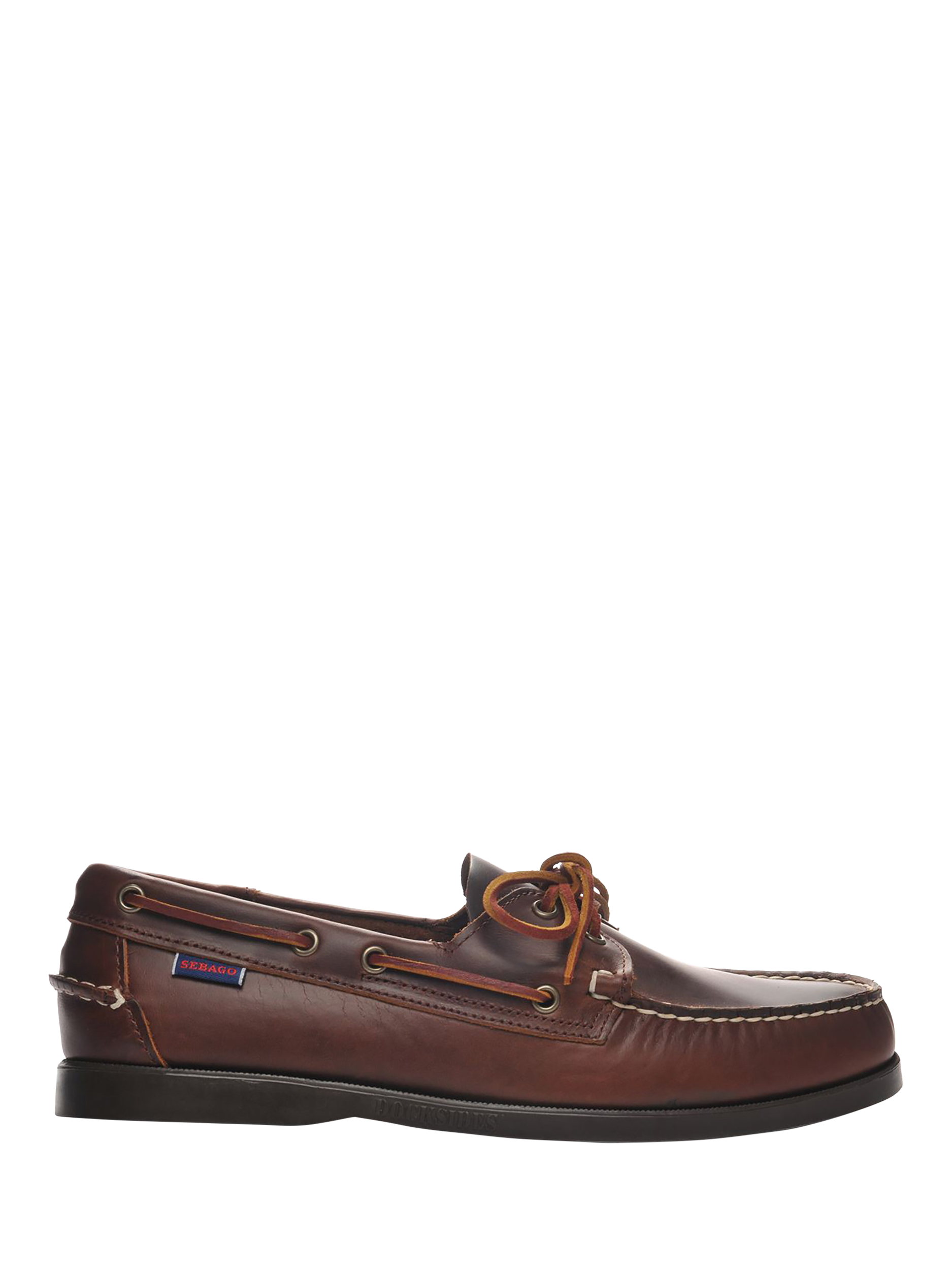 Product image 1 of 5, which shows Sebago Docksides FGL Leather Boat Shoes, Brown/Brown Gum, 6.5