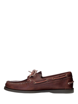 Sebago Docksides FGL Leather Boat Shoes, Brown/Brown Gum - view 2, Brown/Brown Gum