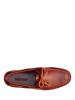 Sebago Docksides FGL Leather Boat Shoes, Brown/Brown Gum - view 2, Brown/Brown Gum