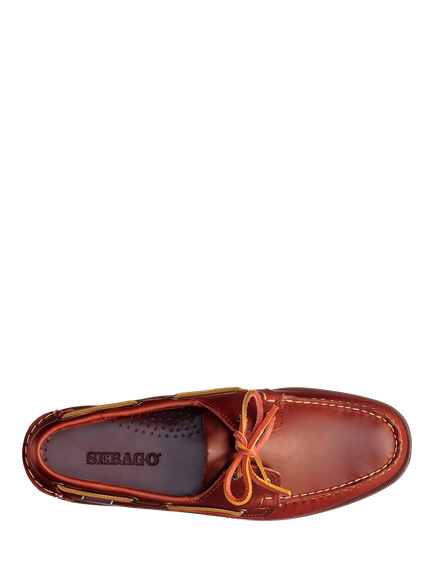 Sebago Docksides FGL Leather Boat Shoes, Brown/Brown Gum - view 2, Brown/Brown Gum