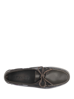 Sebago Dockside Portland Leather Boat Shoes, Dark Brown - view 2, Dark Brown