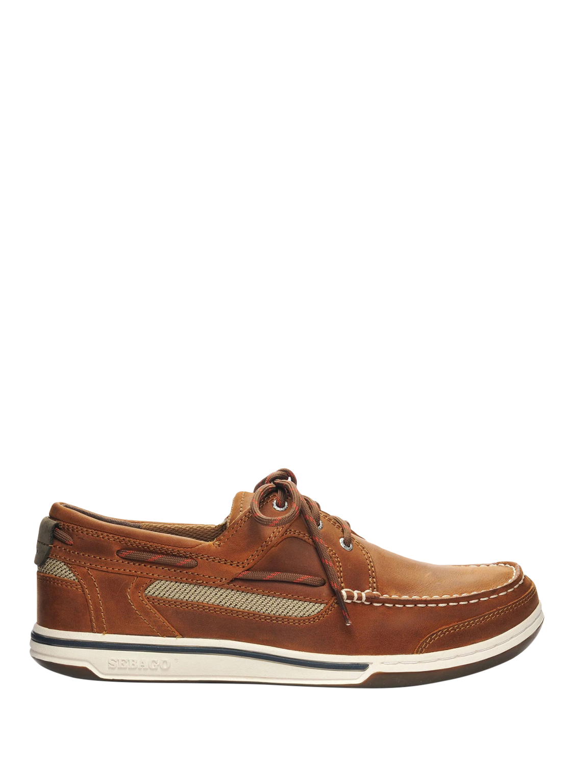 Product image 1 of 5, which shows Sebago Triton Leather Boat Shoes, Cognac Brown, 6.5
