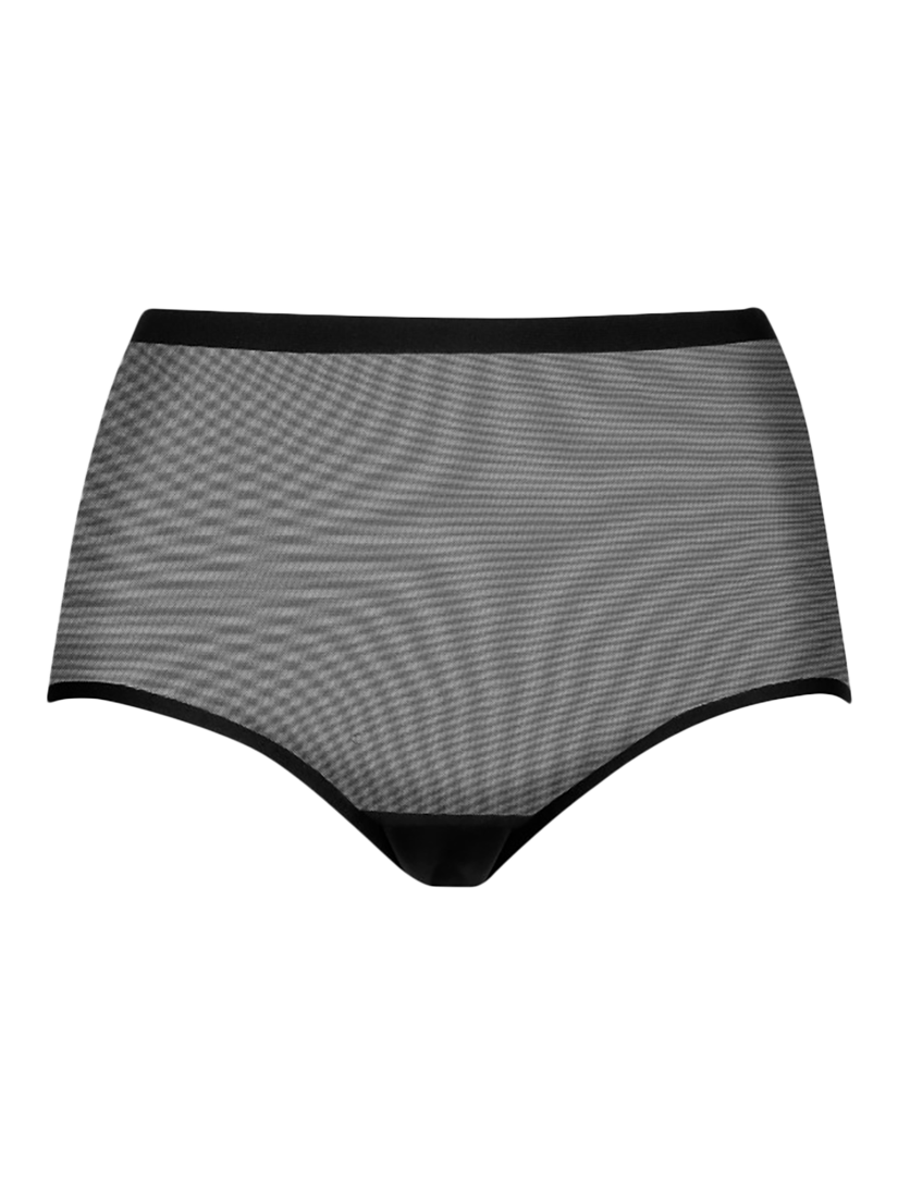 Product image 4 of 5, which shows Bye Bra Mid Waist Sheer Shaping Briefs, Black, S