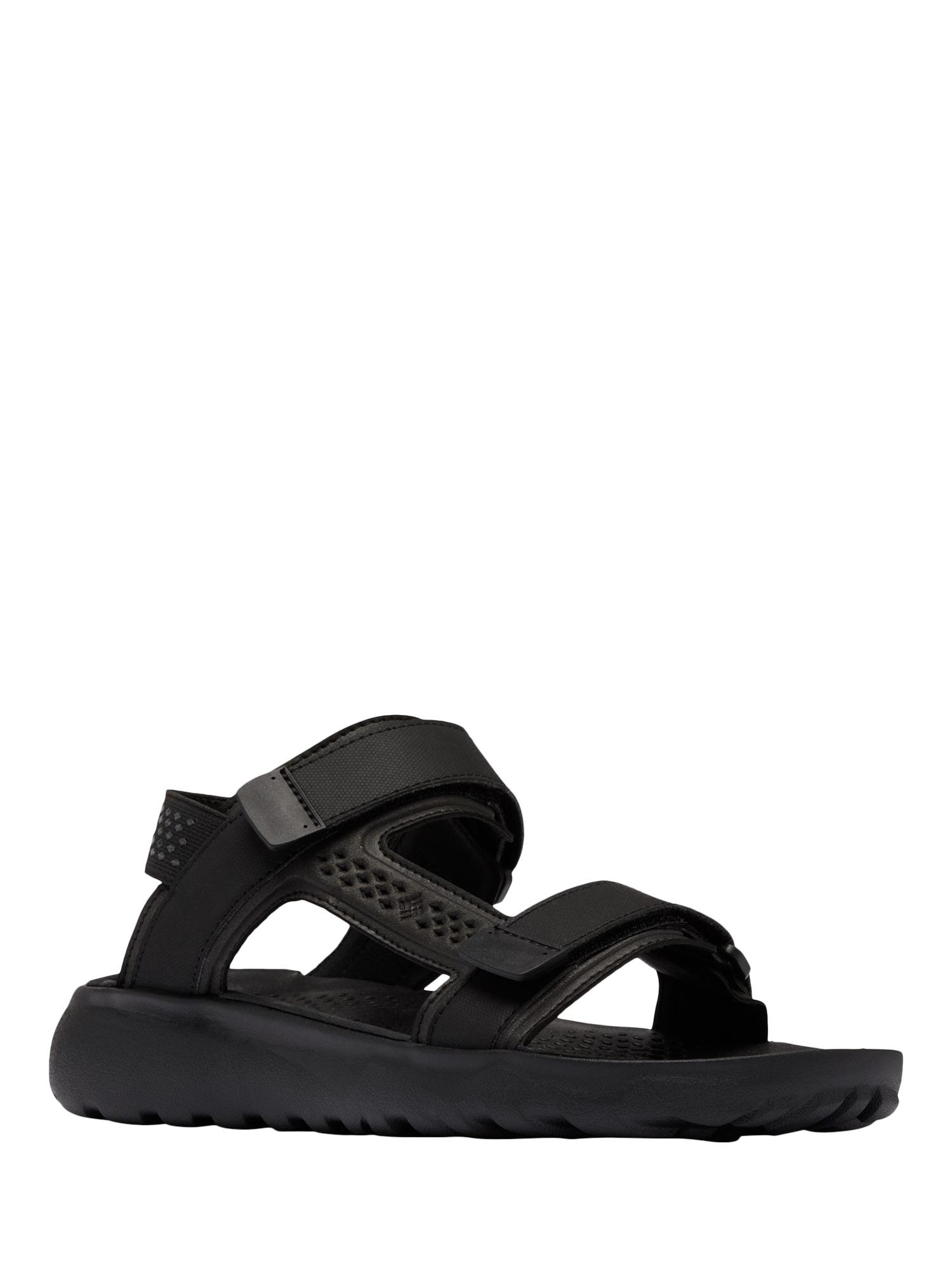 Product image 2 of 6, which shows Columbia Peakfreak Roam Footbed Sandals, Black, 7