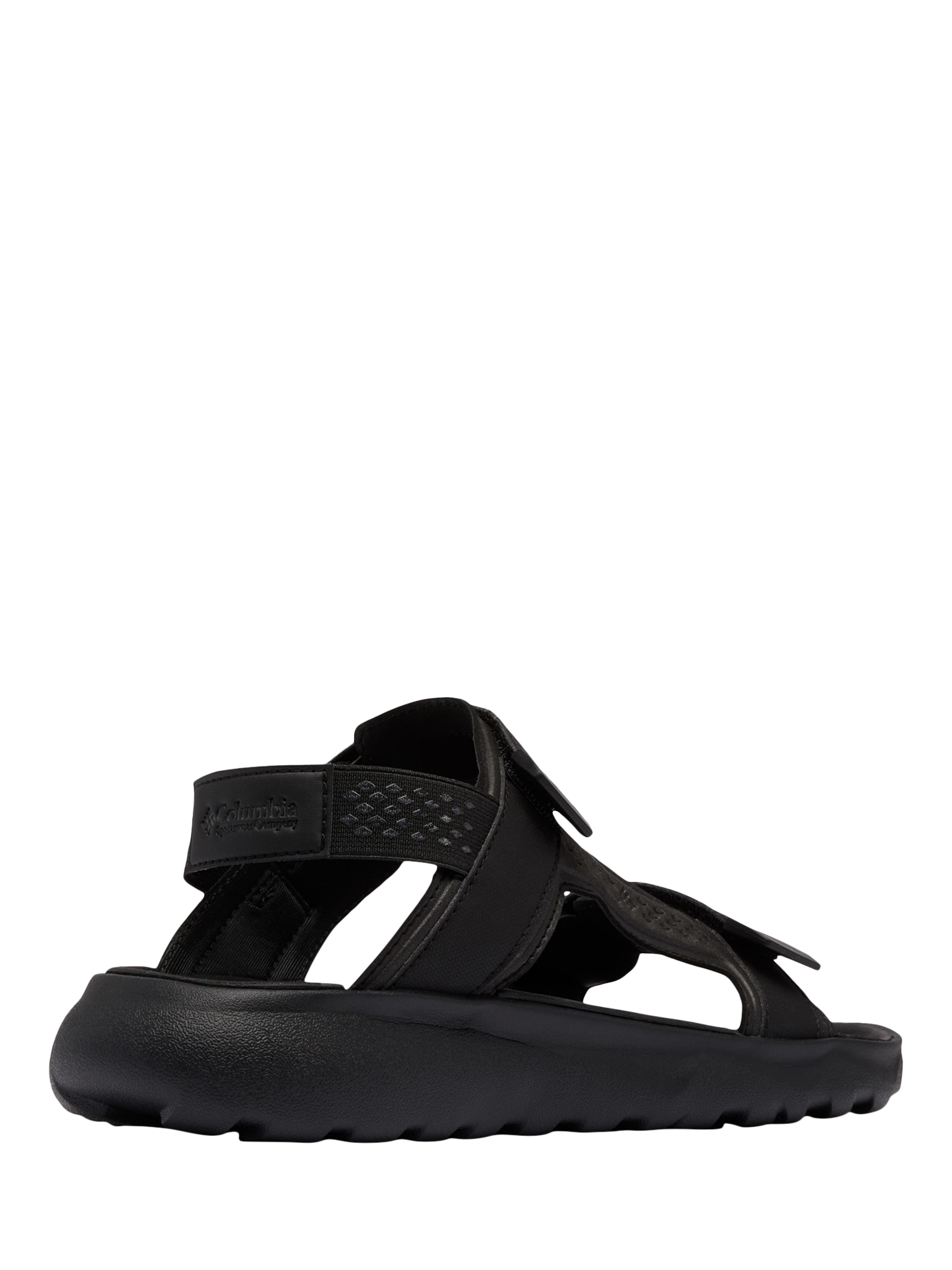 Product image 3 of 6, which shows Columbia Peakfreak Roam Footbed Sandals, Black, 7