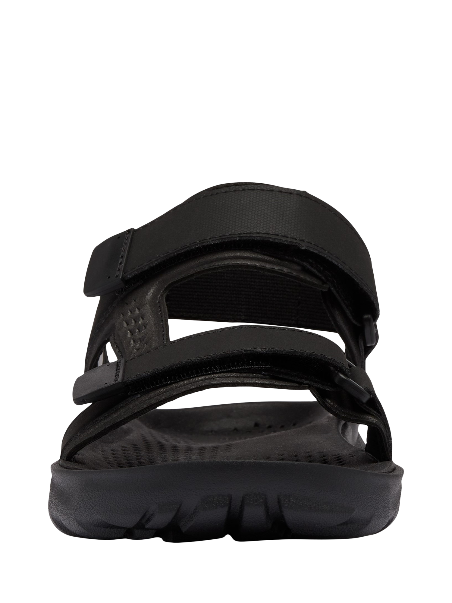 Product image 4 of 6, which shows Columbia Peakfreak Roam Footbed Sandals, Black, 7