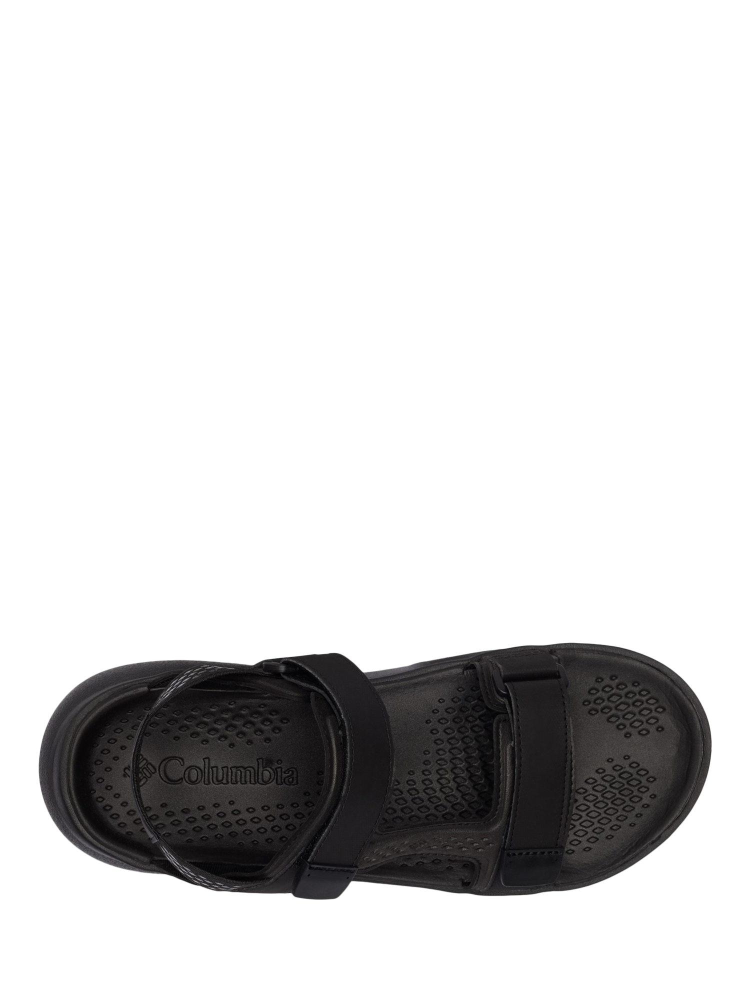 Product image 6 of 6, which shows Columbia Peakfreak Roam Footbed Sandals, Black, 7