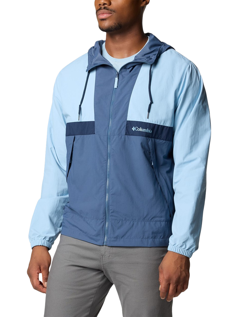 Product image 3 of 4, which shows Columbia Spire Valley Windbreaker Jacket, Ripple Blue/Dark Mountain/Navy, S