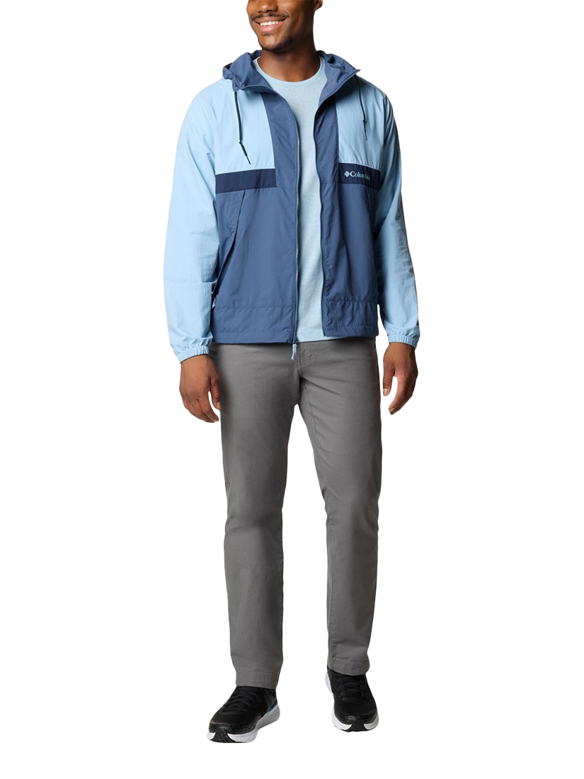 Product image 4 of 4, which shows Columbia Spire Valley Windbreaker Jacket, Ripple Blue/Dark Mountain/Navy, S
